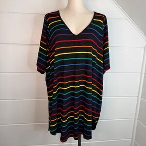 Torrid 5X Super Soft Knits Pride Rainbow Stripes Favorite V Neck Tunic T